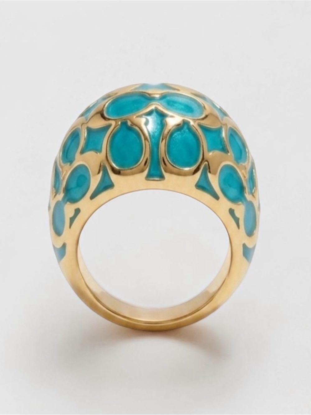 Coach Gold & Turquoise Ring-NWOT - Picture 2 of 9